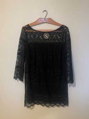 Elegant Black Lace Mini Dress